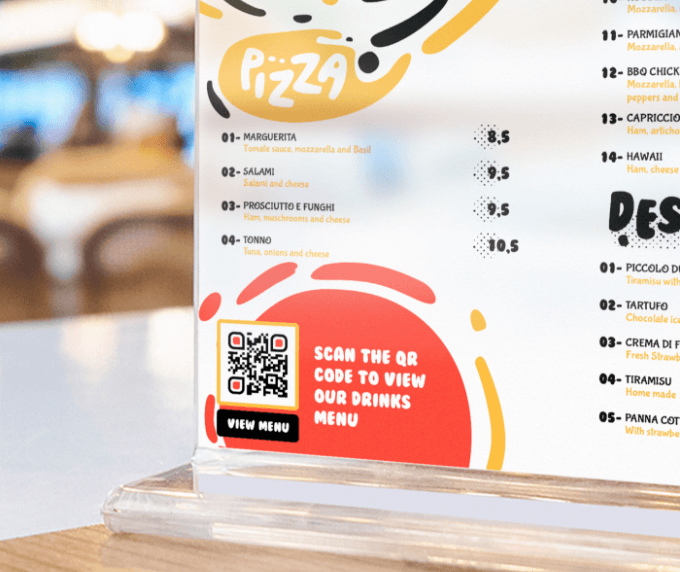 QR Code idea to replace printed menu in a restaurant.
