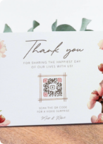QR Code on a thank you card linking to a video.