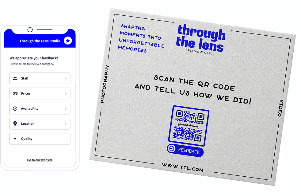 スキャン時に詳細なフィードバックを求めるランディングページが付いた QR コードをチラシに載せるアイデア